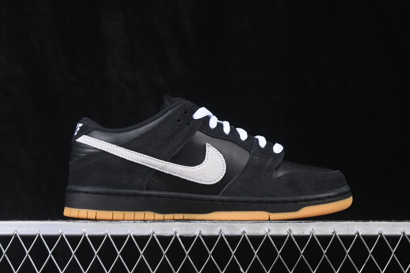 Nike SB Dunk Low Black Gum Light Brown Leather Skate Shoes - HF3704-003