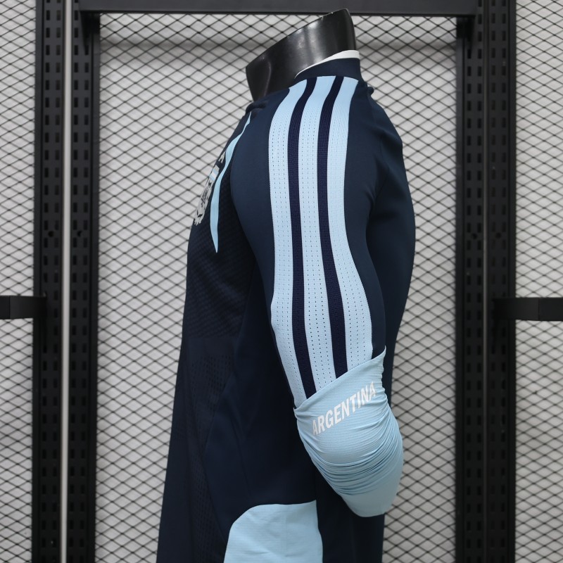 Player Version 2026 Argentina Away Navy Blue Long Sleeve Jersey