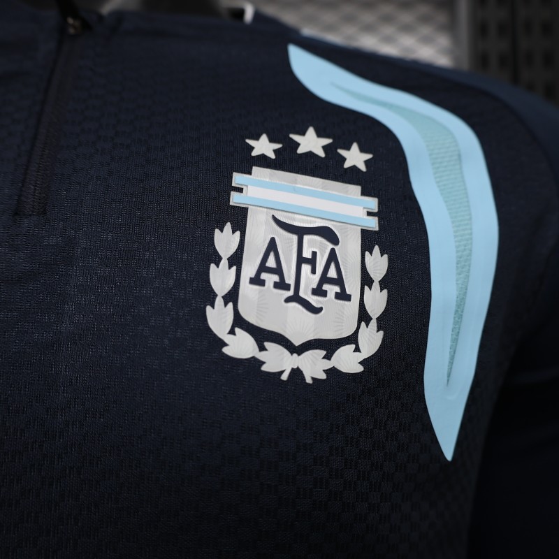 Player Version 2026 Argentina Away Navy Blue Long Sleeve Jersey