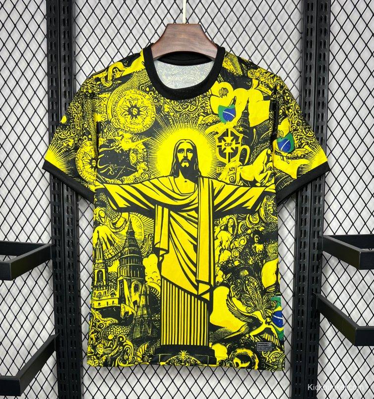 2024 Brazil X Christ Yellow Special Jersey