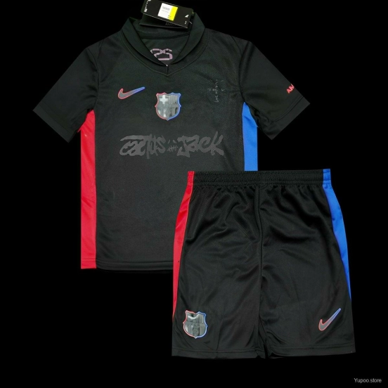 24/25 Kids Barcelona x Travis Scott Away Black Jersey