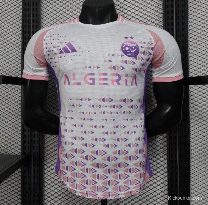 Player Version 2025 Algeria White-Pink with Geometric Pattern Jersey