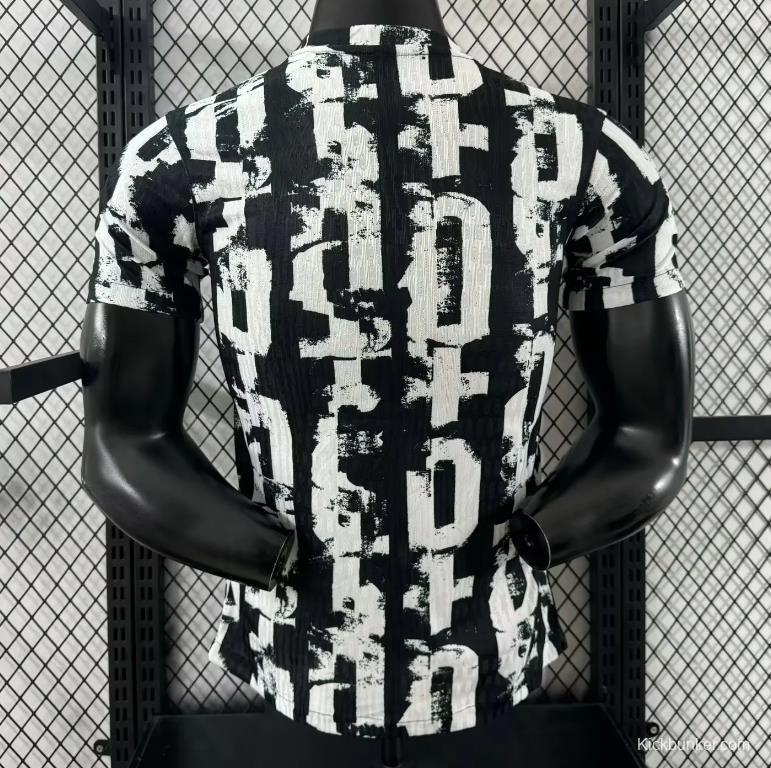 Player Version 25/26 Barcelona White with Abstract Graffiti Pattern Jersey