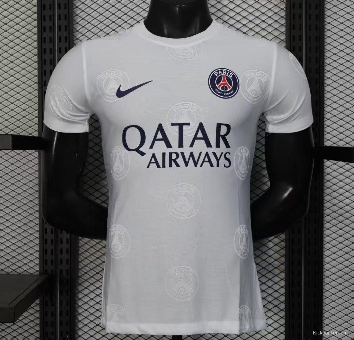 Player Version 25/26 PSG White with Embossed PSG Badge Pattern Jersey