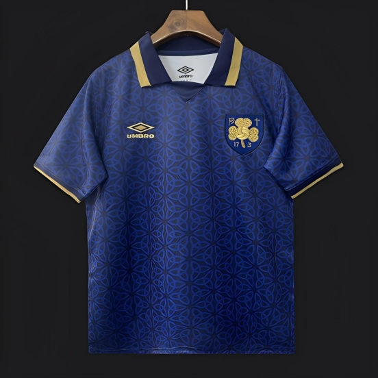 2025 Ireland Blue with Gold Trim and Geometric Pattern Jersey