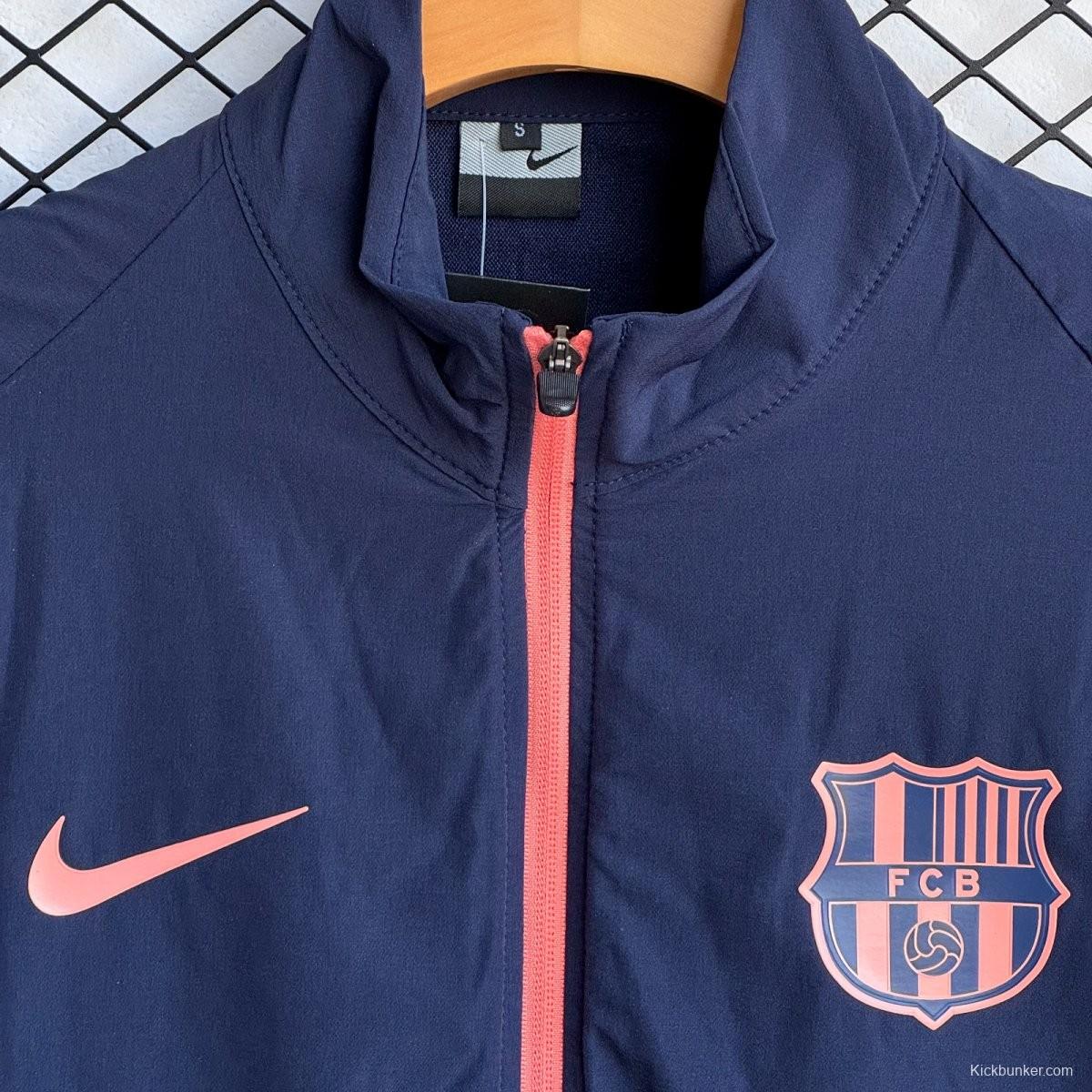 25/26 Barcelona Navy/Pink Full Zipper Windbreaker + Long Pants
