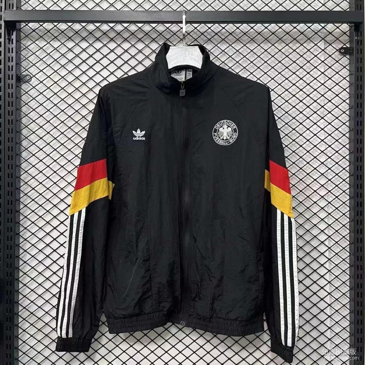 2026 Germany Black Full Zipper Windbreaker
