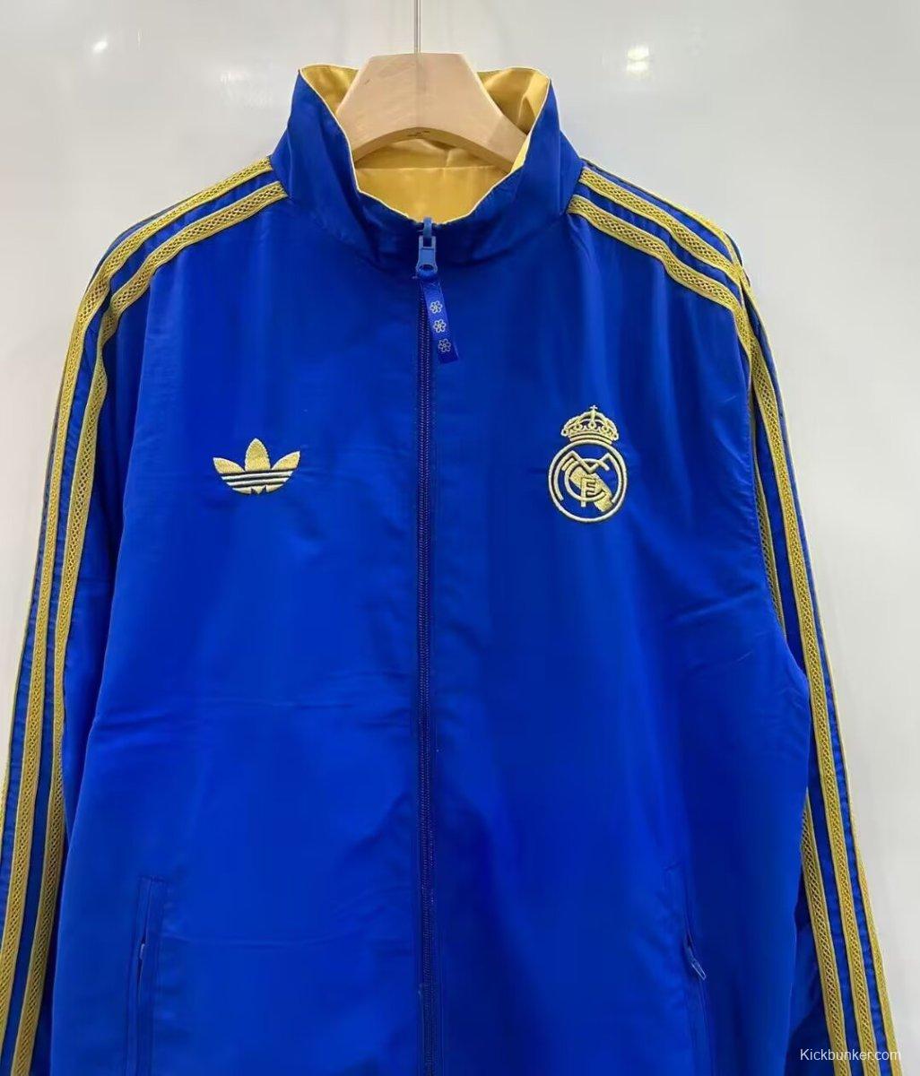25/26 Real Madrid Golden/Blue Full Zipper Windbreaker