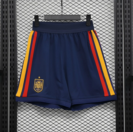 2026 Player Version Spain Navy Blue with Red Yellow Stripes Shorts