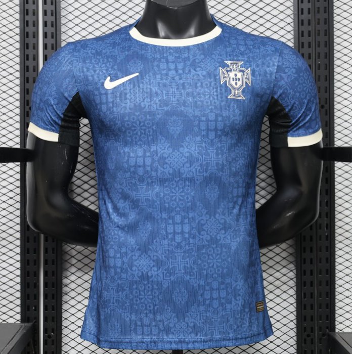 Player Version 2027 Portugal Away Blue with Jacquard Pattern Jersey