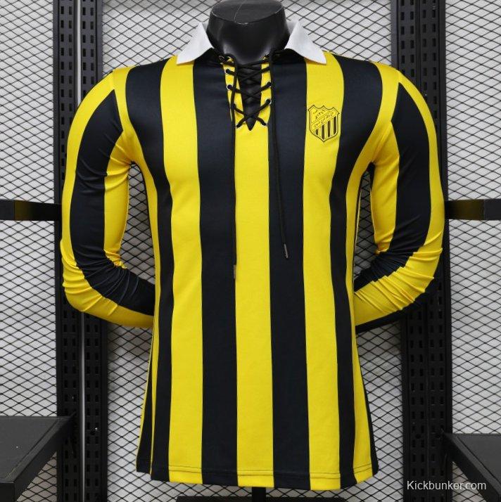 Player Version 2026 Peñarol Yellow & Black Vertical Stripes Long Sleeve Retro Heritage Jersey