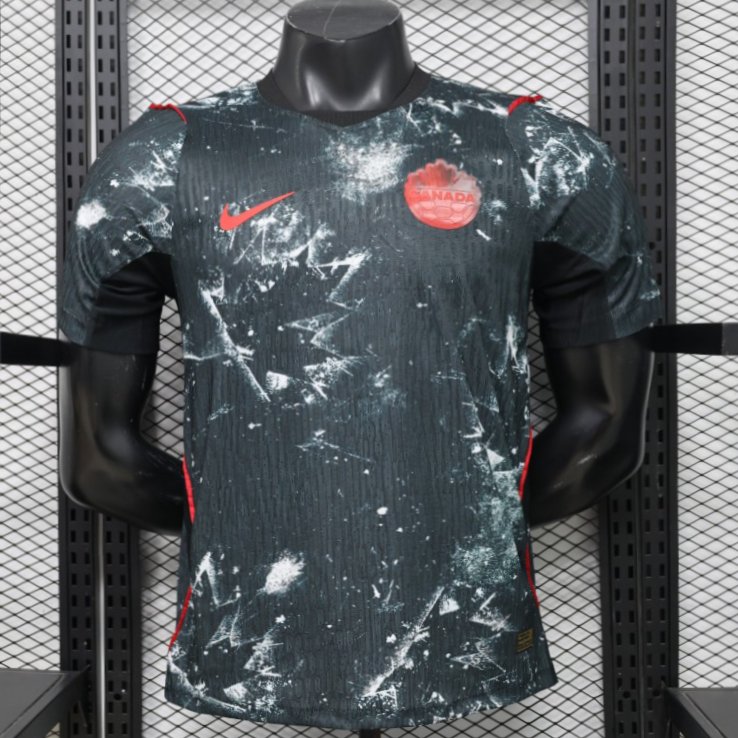 Player Version 2026 Canada Third Dark Grey with Shattered Ice Crystal Allover Print Jersey