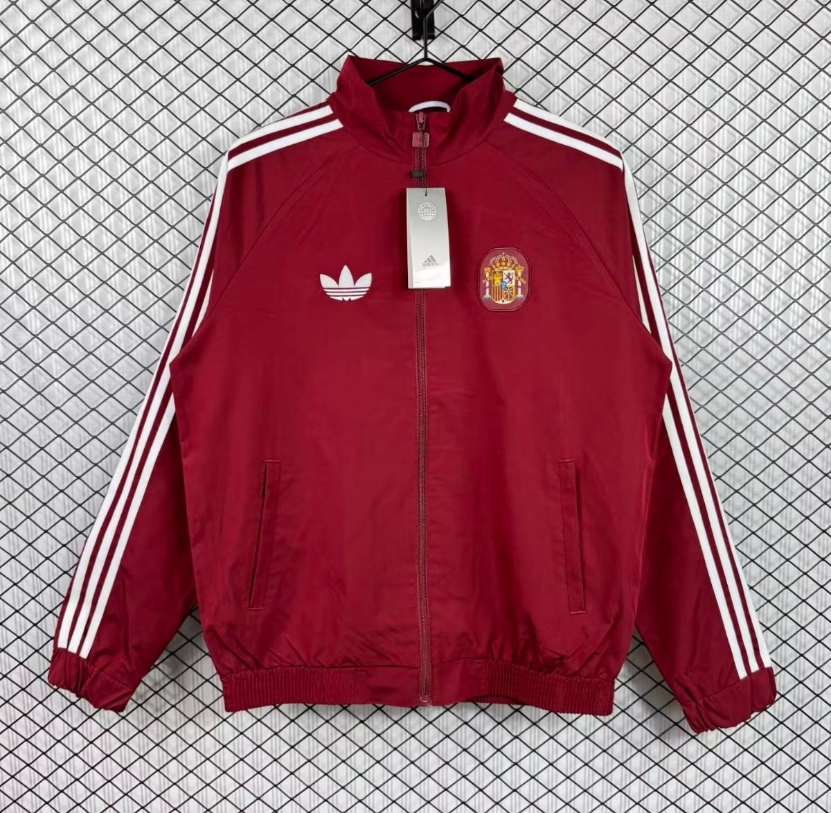 2026 Spain Burgundy Red Full Zipper Windbreaker