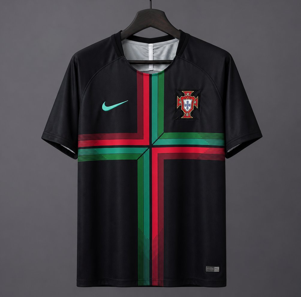 Retro 2018 Portugal Iconic Black Pre-Match Training Jersey