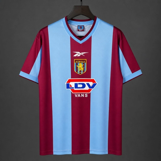 Retro 99/00  Aston Villa Claret & Sky Blue Stripes Home Jersey