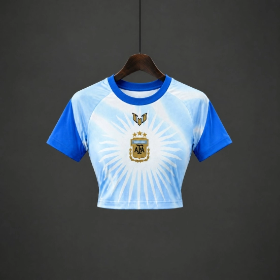 2026 Argentina MESSI Tribute PreMatch Women Crop Jersey