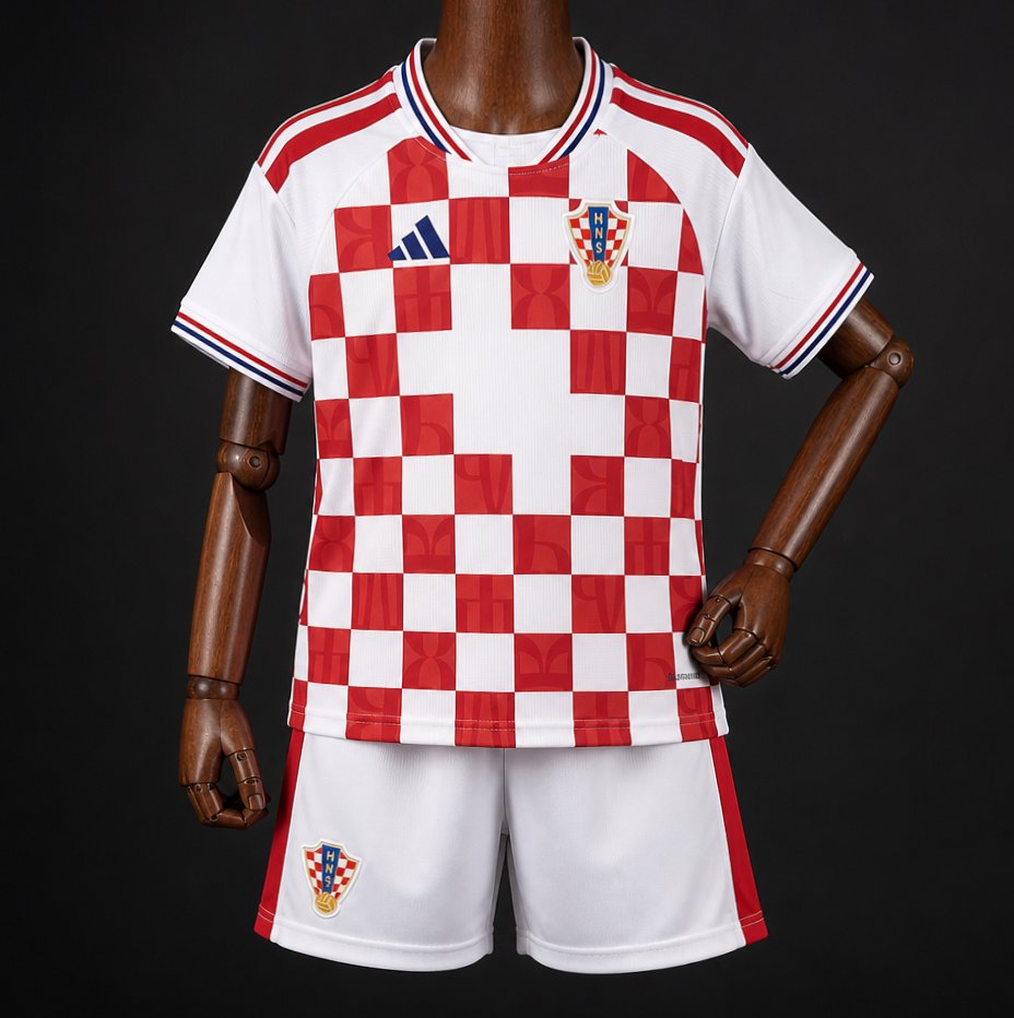 2026 Kids Croatia Home Red White Jersey