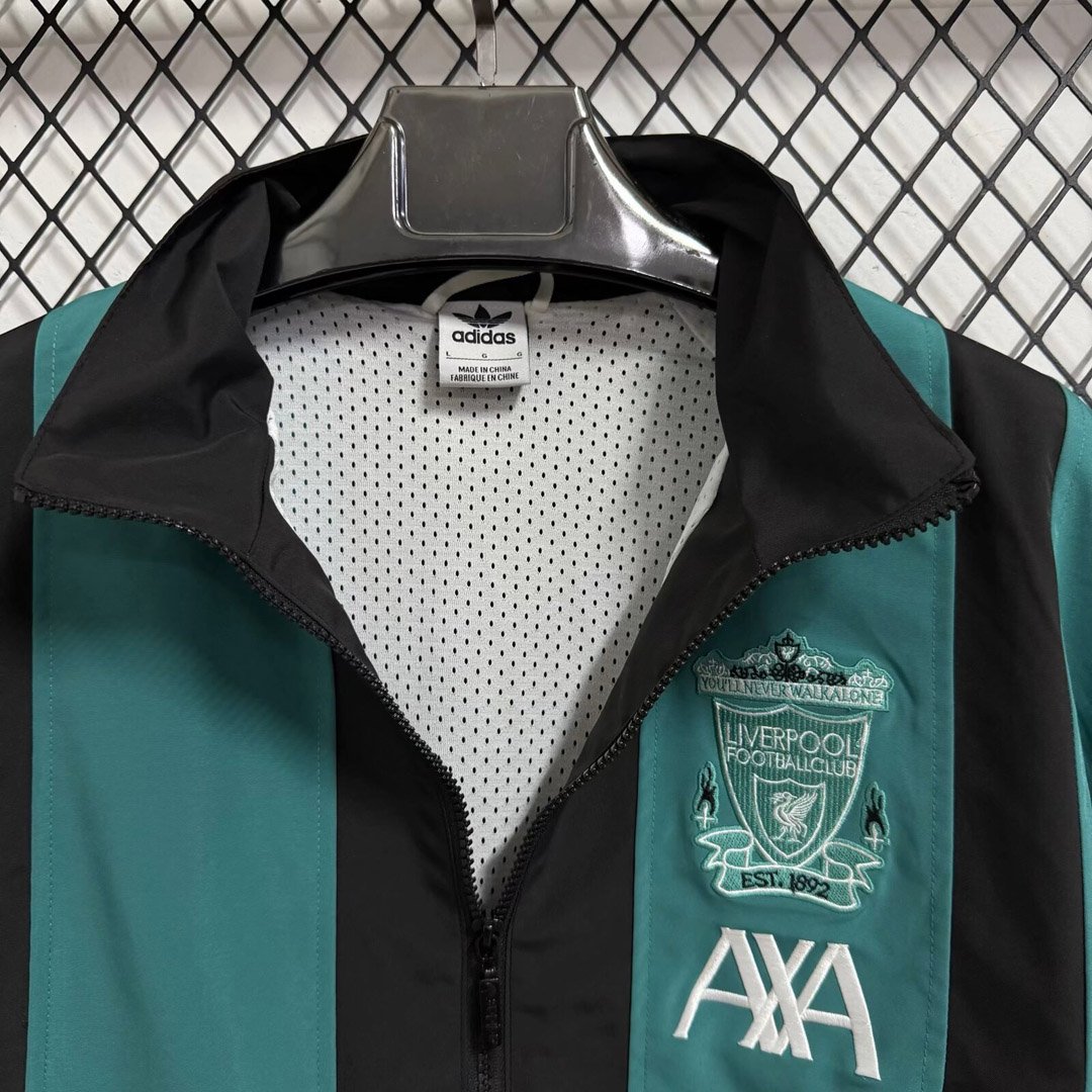 26/27 Liverpool EQT Black Green Full Zipper Windbreaker
