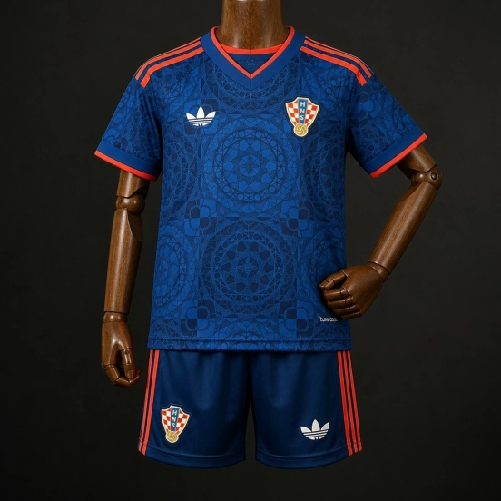 2016  Kids Croatia Away Navy Blue Jersey Kit