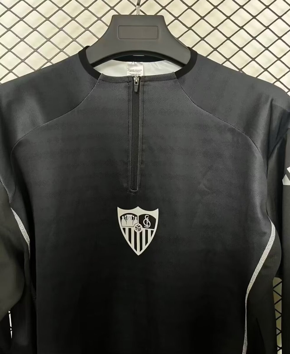 25/26 Sevilla FC Black Long Sleeve Half-Zip Training Top